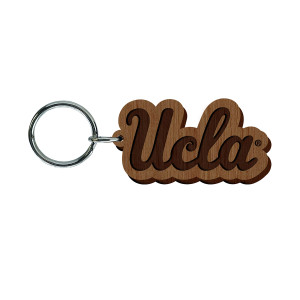 UCLA Script Wood Keychain